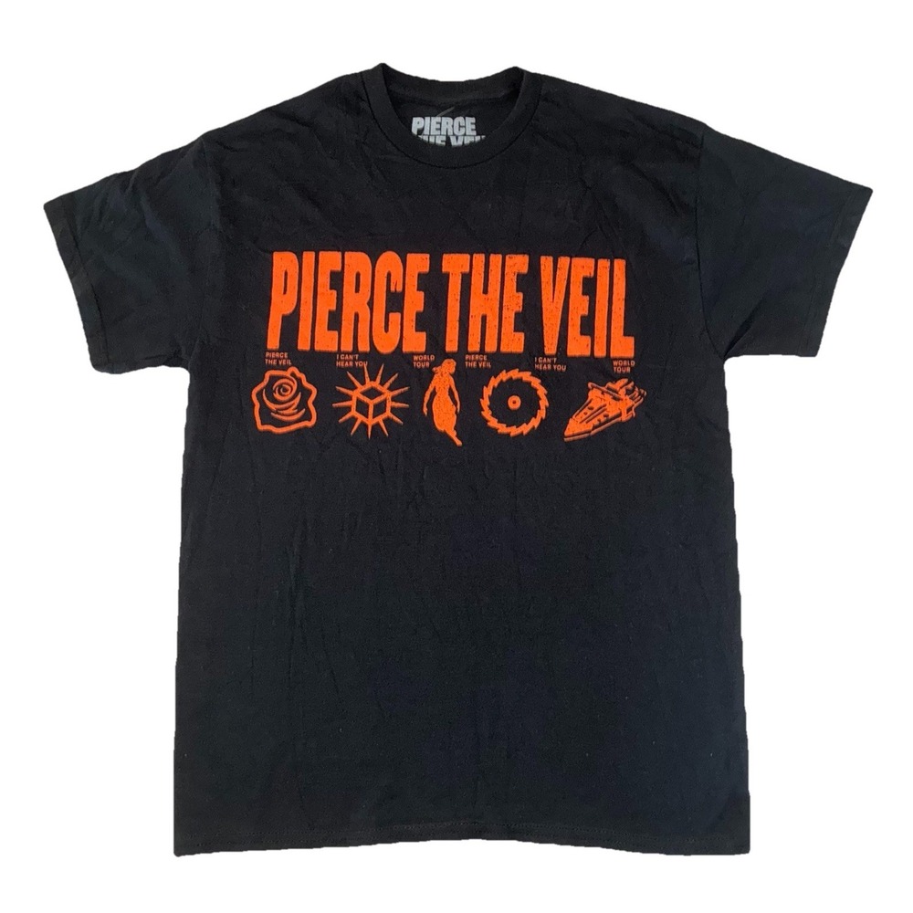 Pierce the Veil T Shirt M Black I Can't Hear You Tour Hot Topic NEW